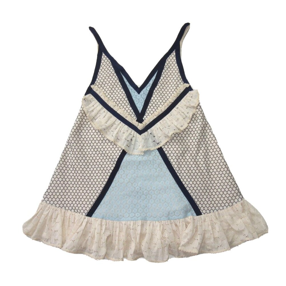 NWT Eckhaus Latta Dolly in Ecru Navy Lace A-line Mini Tank Dress 2 $625 - Picture 2 of 9